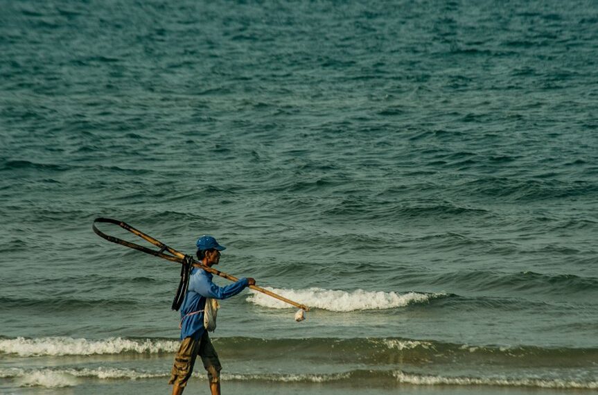 tiburón capturado en la playa